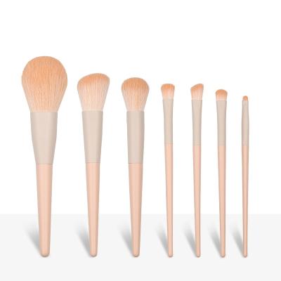 China Angular Blush Anzini new 7 pcs Multifunctional makeup Tools Fashion Pink Plastic Handle Soft Fiber Hair professional Makeup Brush Set for sale