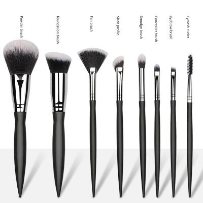 China Angular Blush Anzini 8pcs Black  Professional makeup tools Spot wholesale plastic handle soft fiber hair Chinese style brush makeup brush set for sale