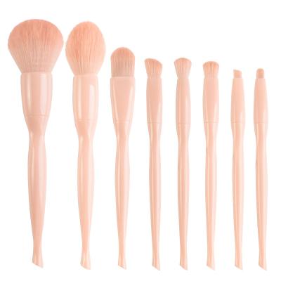 China Angular Blush Anzini  7 pcs High quality plastic pattern Soft bristles Factory direct sale  customized logo makeup brush set for sale