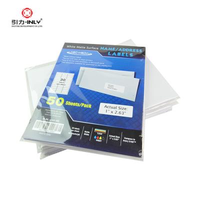 China 30up Waterproof Name / Laser Label Paper / Inkjet Sticker A4 Address Labels for sale