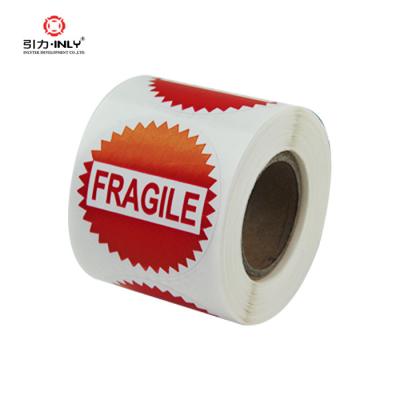 China Waterproof Fragile Sticker Handle With Care Sticker Warning Label for sale