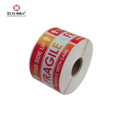 China Waterproof Fragile Label THIS SIDE UP Warning Roll Shipping Sticker for sale