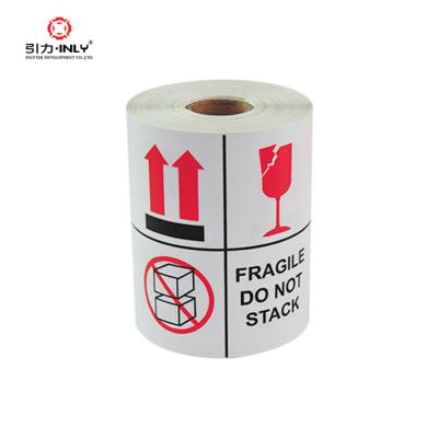 China Waterproof Self Adhesive Label FRAGILE DO NOT PILE Warning Sticker Shipping Label for sale