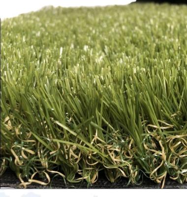 China Balcony Greenery 25mm Diamond Shape Blade Yarn 11000Dtex Autumn Green UV Proof Artificial Grass for sale