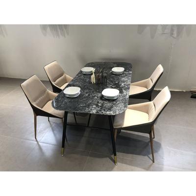 China Durable Dining Table Set Dining Room Furniture Luxury Marble Top 6 Chairs for sale