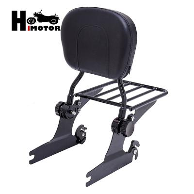 China Factory Supply Motorcycle Parts Passenger Softail Black Adjustable Detachable Backrest Sissy Bar Luggage Rack Q235 200mm 06-UP for sale