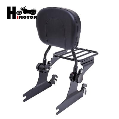 China Black Q235 00-05 06-UP Adjustable Detachable Passenger Sissy Bar Luggage Rack For Softail Backrest for sale