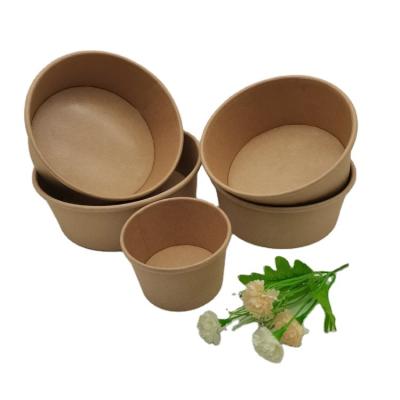 China Disposable Salad Bowl With Lid Kraft Taking Out Biodegradable Kraft Paper And Disposable Noodle Stored Eco Friendly Craft Paper Disposable for sale