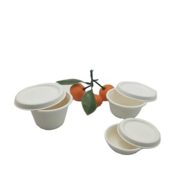 China 1oz 2oz 3oz 4oz Recyclable Disposable Bagasse Sauce Cup With Bagasse Lid for sale