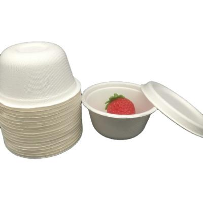 China 425ml Disposable Biodegradable Bagasse Sugarcane Pulp Soup Cup With Lid for sale