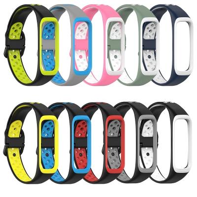 China Replacement Watch Band Smart Wristband Replacement Watch Band For Samsung Galaxy Fit 2 Colors Dual SM-R220 Sport Silicone Watch Band for sale