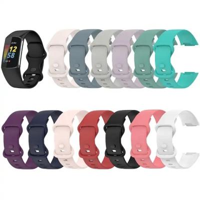 China Replacement Soft Watch Band Solid Color Sports Strap Wristband Soft Strap For Fitbit Charge 5 Style Official Silicone Watch Band for sale