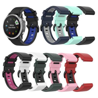 China Replace Fashionable Watch Strap 20mm 22mm 26mm Quick Release Strap Strap For Garmin Fenix ​​7S 7 7X 6 5S Plus Dual Colors Sport Silicone Watch Band for sale