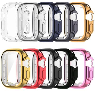 China Full Cover Smartwatch Shockproof Screen Protector Bumper Case For Apple Watch Ultra 49mm TPU Plated Protective Case for sale