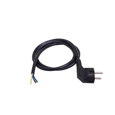 China Plastic Home Appliance Black Shell 2 Pin EU 3 Prongs Schuko Plug Power Cable German Plug for sale