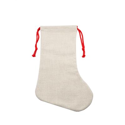 China Hot Sales Sublimation Canvas Cotton Blank Christmas Stocking for Sublimation Christmas Ornament for sale