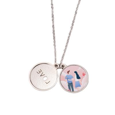 China New CLASSIC factory gift necklace sublimation blanks LOVE cut out sliding pendant necklace for Valenine's Day for sale