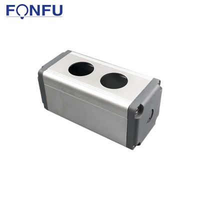 China Control Box/Switch Holding 22mm Aluminum Alloy 2 Hole Mushroom Two Hole Metal Push Button Switch Waterproof Control Box 45*45mm for sale