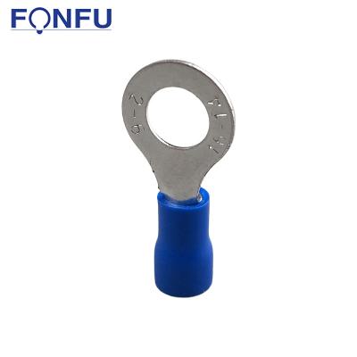 China Wire Connecting Cable Ring Terminal RV2-6 Crimp Power Hook Eye Type Electrical Insulated Terminals for sale