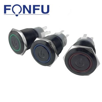 China 19mm 12v Doorbell Bell Push Button Switch Self Lock Push Button Switch FU19-B3 for sale