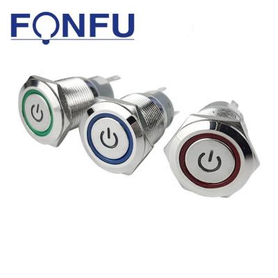 China Push Button Switch 19mm SPST LED Momentary Metal Safe Self-Latching Waterproof Push Button Switch FU19-B5 for sale