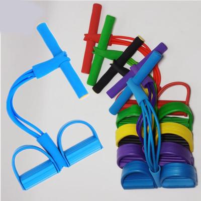 China Auxiliary Abdominal Curler High Elasticity Household Belly Pull Rope Pedal Sit-up Slim Elastic Four Tube Rope for sale