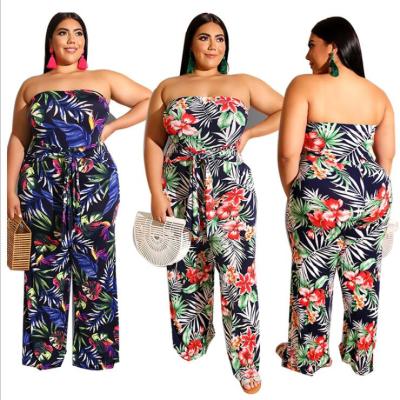 China New Viable Wholesale Size Women's Off-The-Shoulder Clothing Print Overalls Strapless Breast Wrap Printed Dyed Overalls for sale