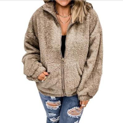 China Wholesale viable women's plus size plus size coat 2021 winter new long sleeve zipper warm solid color coats cardigan jacket for sale