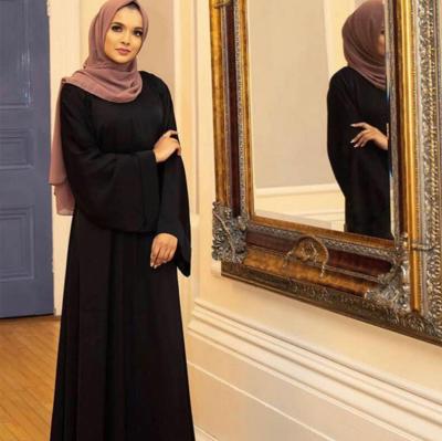 China Modest Muslimah Styling Wholesale Women's Muslim Long Dress New 2021 Autumn Middle East Dubai Solid Color Plus Size Abaya Lace-up Muslim Dresses for sale