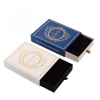 China Recyclable Gold Foil Rigid Gift Box , Drawer Gift Box With Gold Foil Stamping Logo for sale