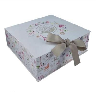 China Recycled Materials Custom Gift Packaging Luxury Rigid Paper Box With Ribbon Closure Book Shaped Gift Boxes for sale