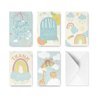 China paper & Cardboard Baby Shower Wholesale Thank You Cards with Custom Soft Muted Envelope Baby Tones Baby-themed Cards for sale