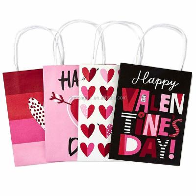 China Recyclable Kraft Paper Bag Valentine Gift Bag Happy Birthday Factory Printed Paper Bag for sale