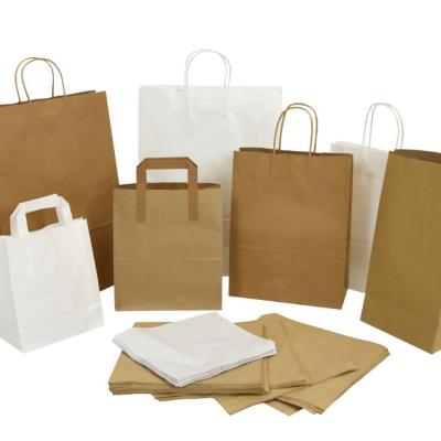 China Restaurant Disposable Custom Food Take Out Package Bag Design Your Own Logo Brown Kraft Paper Takeout Bag for sale