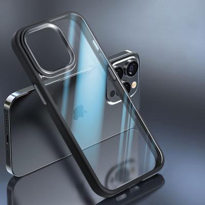 China Shockproof Transparent TPU Aluminum Ring Buttons Phone Case For iPhone 13 Pro Max New Design Crystal Clear Case for sale