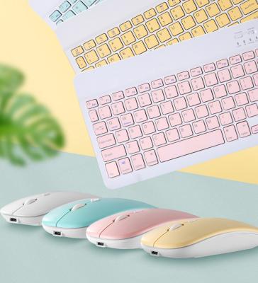 China Wholesale New Metal Hot Selling Colorful BT Wireless Keyboard And Student Mouse Combo For Apple Ipad Android Tablet for sale