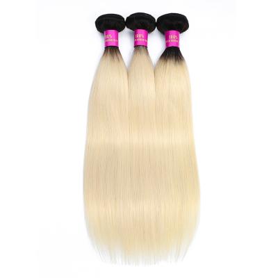 China Silky Hair, Blonde Hair Extension Weave Ponytail, Free Sample Raw Blonde Indian Weave Real 613 Straight Black Roots Blonde Hair 613 for sale