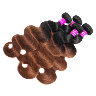 China Wholesale Sellers Silky Straight Wave Virgin Hair Bundles Raw 2 Tone Color 1B /30 Ombre Hair Virgin Hair Extension for sale