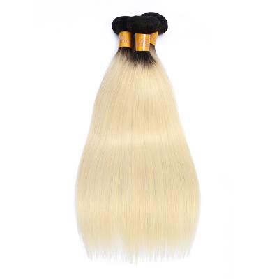 China Factory wholesale raw remy blonde hair silky straight wave,blonde hair bundle 613 color hair weave,dark root honey blonde hair bundles for sale