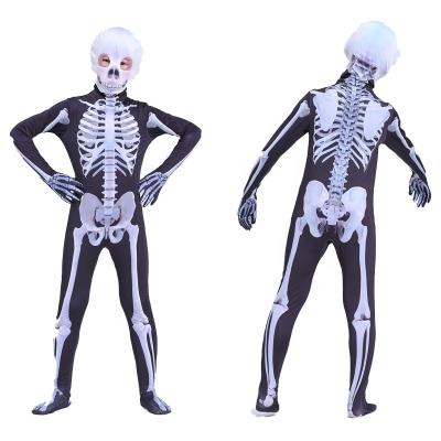 China Hot Sale Parent-child Cosplay Party Horror Cosplay Costume Skeleton Skull Bones Full Body Cosplay Cartoon Costume Mask Halloween Costume For Kids And Adult for sale