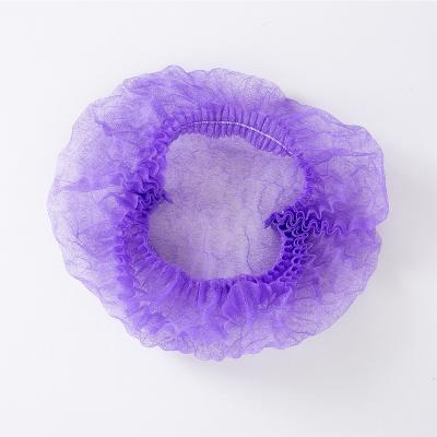 China Workshop Disposable Elastic Purple Buffy Cap Disposable Colorful Hat For Workshop Room Bioclean Food Processing for sale