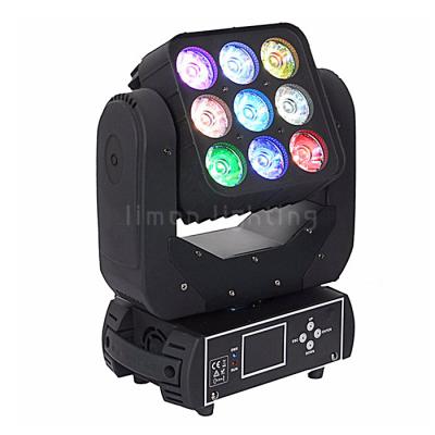 China 3x3 9pcs 12W RGBW 4in1 Matrix Wash LED Moving Head Beam Light for sale