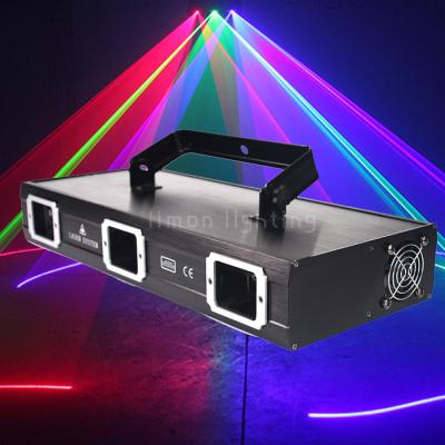 China TTL modulation signal 3 Lens Three Head RGB Multi Colors DJ Disco Animation Scan Laser Light for sale