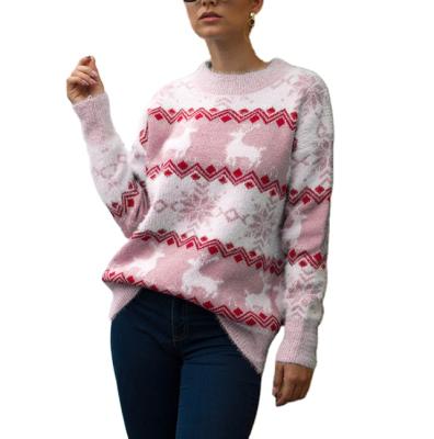 China Anti-wrinkle 2021 Autumn And Winter Christmas News Anti-wrinkle Snowflake Deer Sweater Women's Knitting Sweater for sale