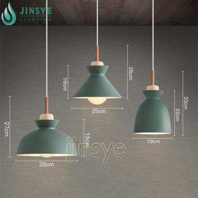 China Warehouse Metal Wood Pendant Lamp Light Green Vintage Hanging Industrial Lamp for sale