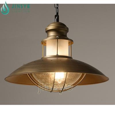 China Industrial Restaurant Cage Light Brown Bronze Metal Pendant Light for sale