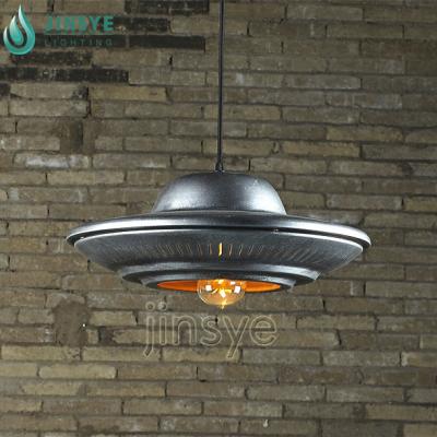 China Modern Creative UFO Warehouse Shape Silver / Rustic Metal Hanging Lamp Vintage Pendant Light for sale