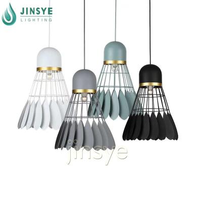 China Modern Warehouse Art Designer Badminton Shape Pendant Light Color Metal Hanging Lamp for sale