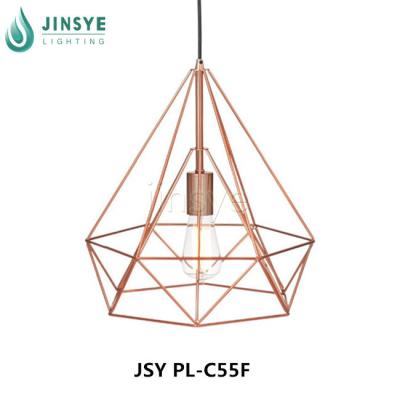 China Hotel Living Room Hanging Light Gold / Iron Cage Copper Pendant Light for sale