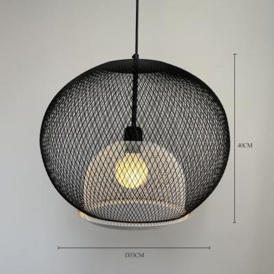 China Iron Industrial Black Wire Cage Hanging Lamp Oval Hanging Lighting for sale